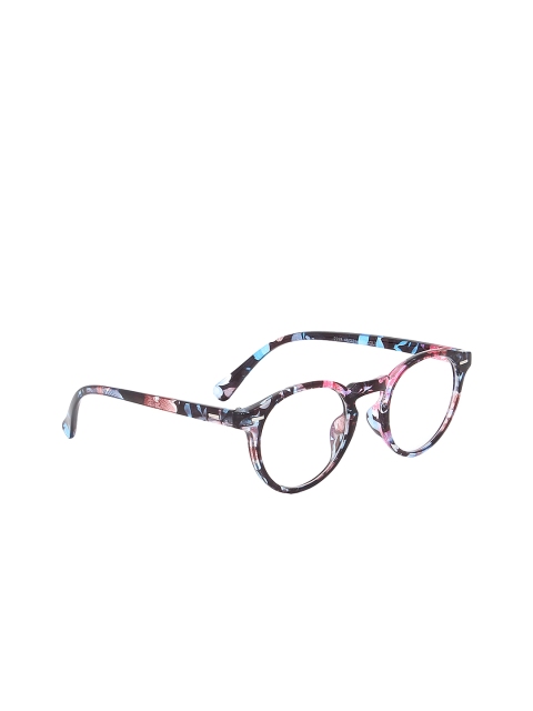 Olvin Unisex Black Floral Print Oval Frames OL2288-07
