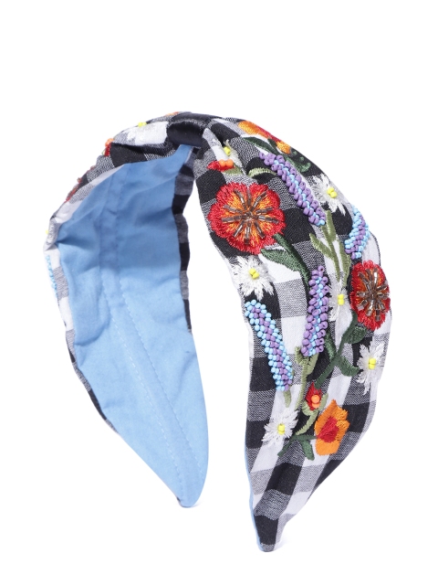 Blueberry Women Black & White Checked Floral Embroidery Knot Hairband with Beaded Detail
Blueberry Women Black & White Checked Floral Embroidery Knot Hairband with Beaded Detail