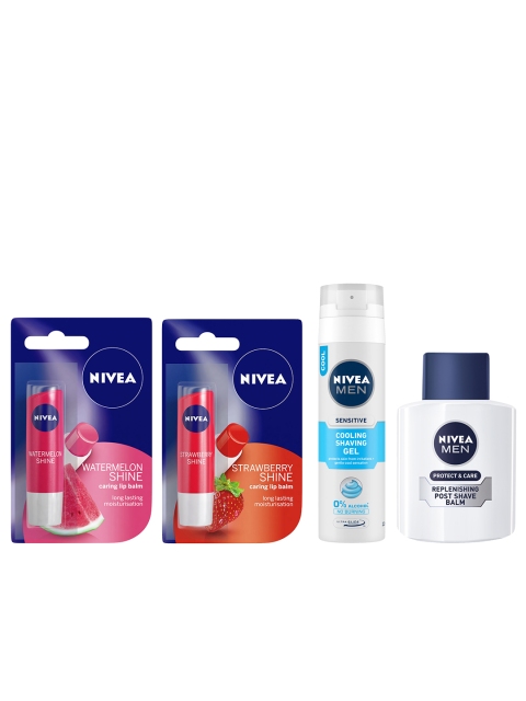 Nivea Set of After Shave Balm, Cooling Shaving Gel & 2 Long Lasting Caring Lip Balms, White
Nivea Set of After Shave Balm, Cooling Shaving Gel & 2 Long Lasting Caring Lip Balms, White