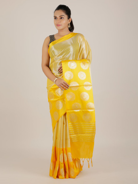 Pothys Yellow & Gold-Toned Tissue Woven Design Saree
Pothys Yellow & Gold-Toned Tissue Woven Design Saree