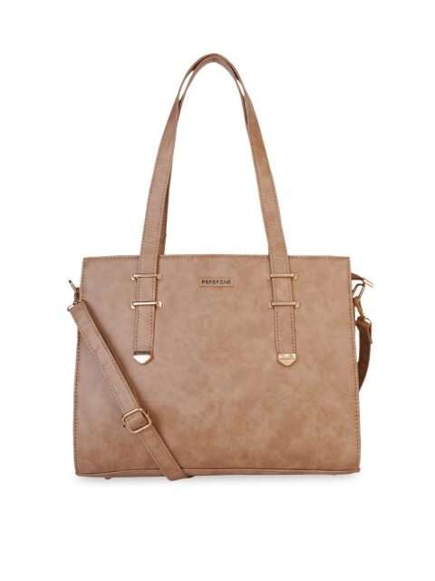 Peperone Tan Textured Handheld Bag