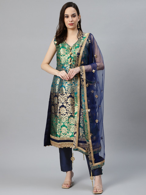 Chhabra 555 Women Green & Blue Woven Design Made to Measure Kurta with Trousers & Dupatta
Chhabra 555 Women Green & Blue Woven Design Made to Measure Kurta with Trousers & Dupatta