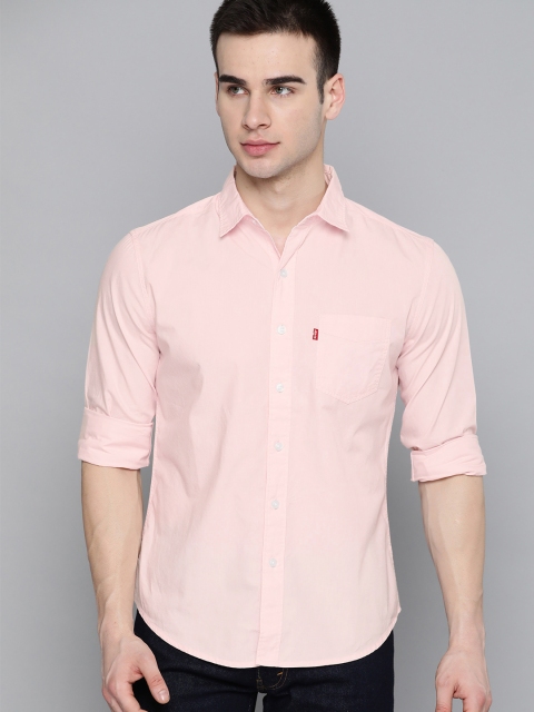 Levis Men Pink Slim Fit Solid Cotton Casual Shirt