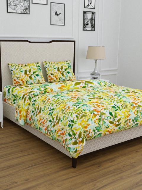 BOMBAY DYEING White & Yellow Floral Print Double Queen Duvet Cover with Pillow Covers
BOMBAY DYEING White & Yellow Floral Print Double Queen Duvet Cover with Pillow Covers