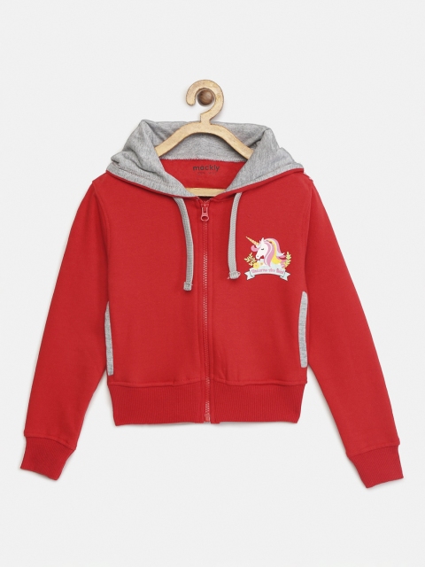 mackly Girls Red Solid Sweatshirt