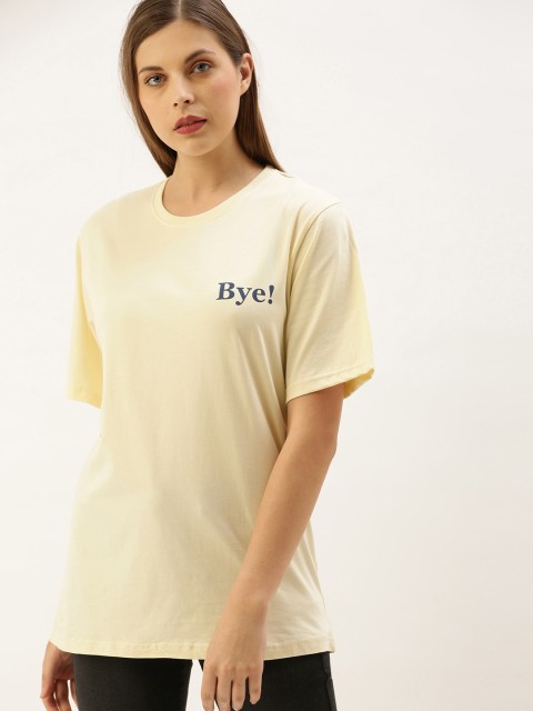 DILLINGER Women Cream-Coloured Solid Round Neck Oversized Pure Cotton T-shirt With Printed Detailing
DILLINGER Women Cream-Coloured Solid Round Neck Oversized Pure Cotton T-shirt With Printed Detailing