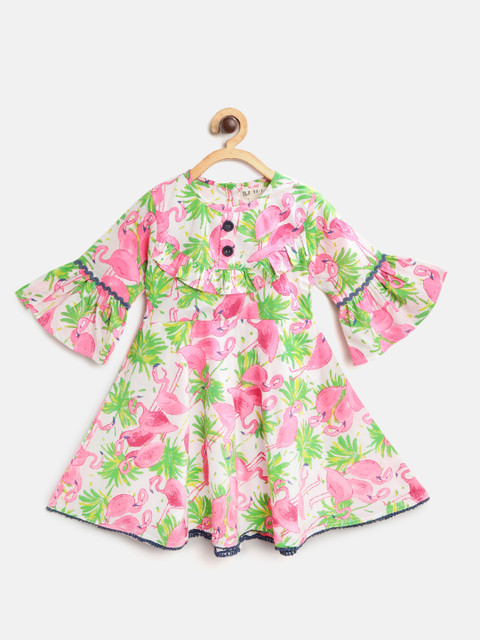 Bella Moda Girls Off-White & Pink Tropical Print Fit and Flare Dress
Bella Moda Girls Off-White & Pink Tropical Print Fit and Flare Dress