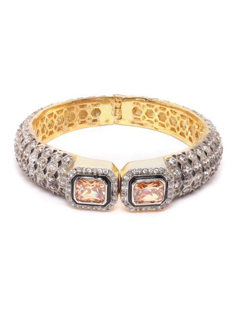 ANESH Peach-Coloured & Black Gold-Plated AD-Studded Handcrafted Enamelled Kada Bracelet
ANESH Peach-Coloured & Black Gold-Plated AD-Studded Handcrafted Enamelled Kada Bracelet