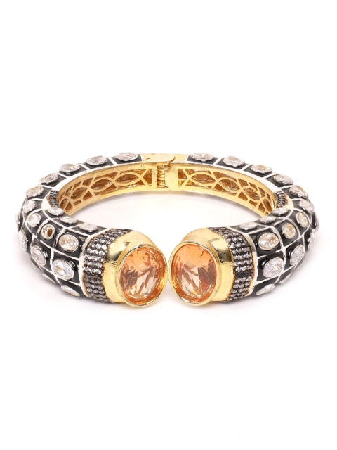 ANESH Peach-Coloured & Black Gold-Plated AD-Studded Handcrafted Enamelled Kada Bracelet
ANESH Peach-Coloured & Black Gold-Plated AD-Studded Handcrafted Enamelled Kada Bracelet