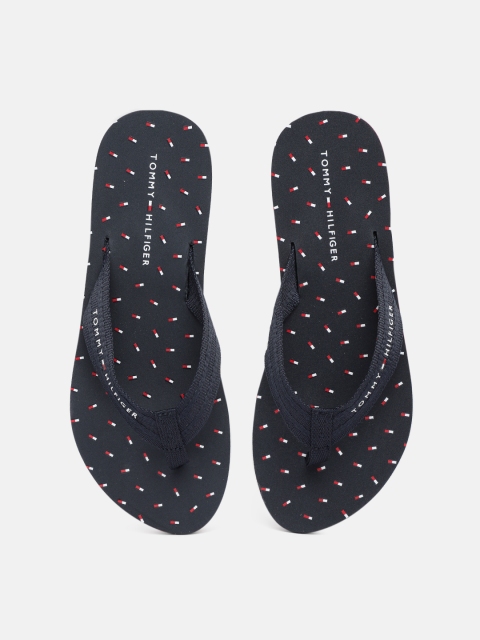 Tommy Hilfiger Women Navy Blue Printed Thong Flip-Flops