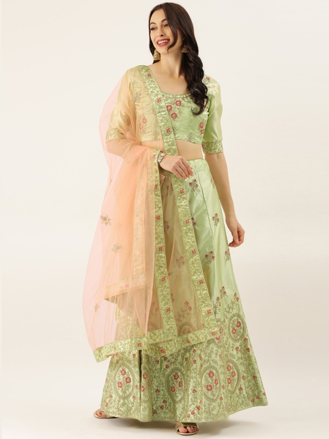 LADUSAA Olive Green & Pink Embroidered Semi-Stitched Lehenga & Unstitched Blouse with Dupatta
LADUSAA Olive Green & Pink Embroidered Semi-Stitched Lehenga & Unstitched Blouse with Dupatta