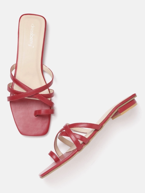 DressBerry Women Red Solid One Toe Flats