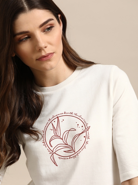 ether Kora Collection Women Off-White Sustainable Unbleached Fabric Cotton Printed T-shirt
ether Kora Collection Women Off-White Sustainable Unbleached Fabric Cotton Printed T-shirt