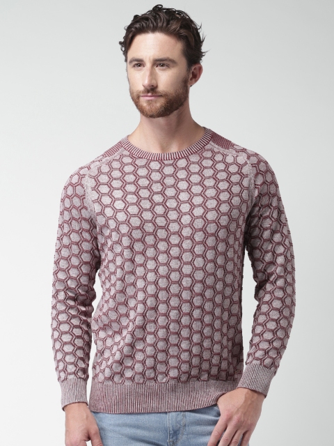 Mast & Harbour Maroon Patterned Sweater