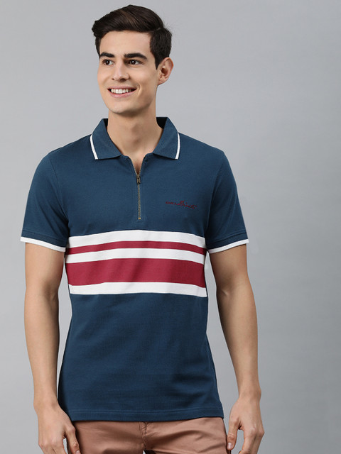 MARCA Disati Men Navy Blue Striped Polo Collar T-shirt
MARCA Disati Men Navy Blue Striped Polo Collar T-shirt