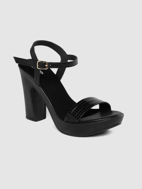 Anouk Women Black Textured Block Heels