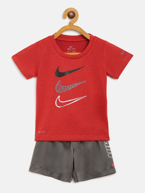 Nike Boys Red & Charcoal Grey DF Dropsets Brand Logo Print Dri-FIT T-shirt with Shorts
Nike Boys Red & Charcoal Grey DF Dropsets Brand Logo Print Dri-FIT T-shirt with Shorts
