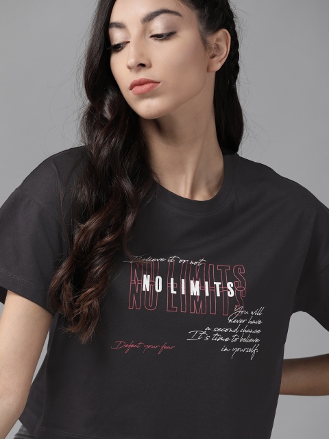 The Roadster Lifestyle Co Women Black Printed Boxy Fit Round Neck Pure Cotton Crop Pure Cotton T-shirt
The Roadster Lifestyle Co Women Black Printed Boxy Fit Round Neck Pure Cotton Crop Pure Cotton T-shirt