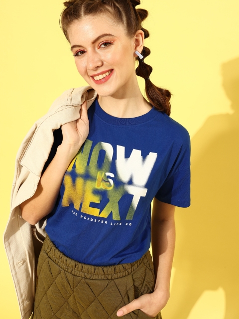 The Roadster Lifestyle Co Women Stunning Blue Typography New Age Tshirt