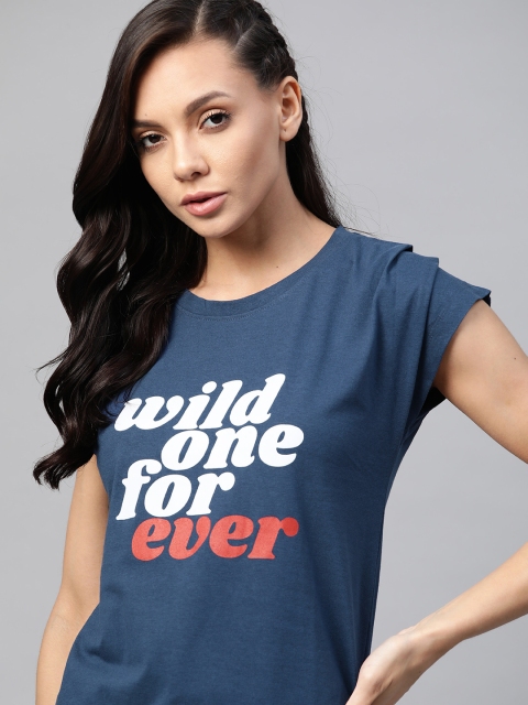 The Roadster Lifestyle Co Women Navy Blue Typography Printed Extended Sleeves T-shirt
The Roadster Lifestyle Co Women Navy Blue Typography Printed Extended Sleeves T-shirt