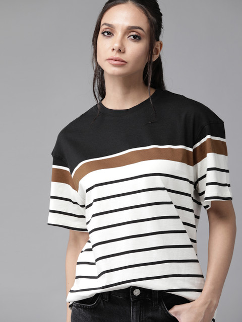 The Roadster Lifestyle Co Women White Black Boxy Fit Striped Drop-Shoulder Sleeves Pure Cotton T-shirt
The Roadster Lifestyle Co Women White Black Boxy Fit Striped Drop-Shoulder Sleeves Pure Cotton T-shirt