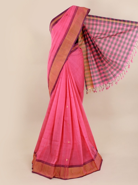 Pothys Pink Solid Pure Cotton Saree