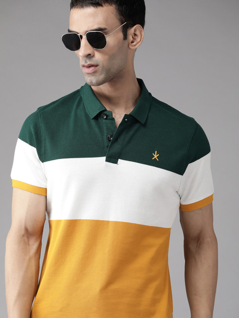 The Roadster Lifestyle Co Men Mustard Yellow & Green Colourblocked Pure Cotton Polo Collar T-shirt
The Roadster Lifestyle Co Men Mustard Yellow & Green Colourblocked Pure Cotton Polo Collar T-shirt