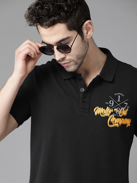 The Roadster Lifestyle Co Men Black Pure Cotton Printed Polo Collar Pure Cotton T-shirt
The Roadster Lifestyle Co Men Black Pure Cotton Printed Polo Collar Pure Cotton T-shirt