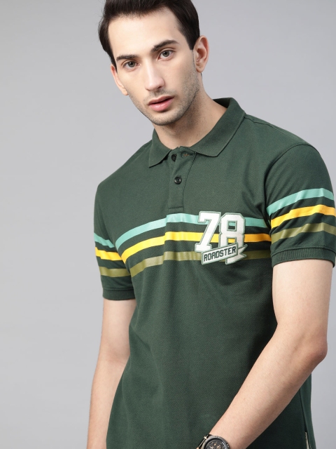 The Roadster Lifestyle Co Men Green Yellow Striped Pure Cotton Polo Collar Pure Cotton T-shirt
The Roadster Lifestyle Co Men Green Yellow Striped Pure Cotton Polo Collar Pure Cotton T-shirt