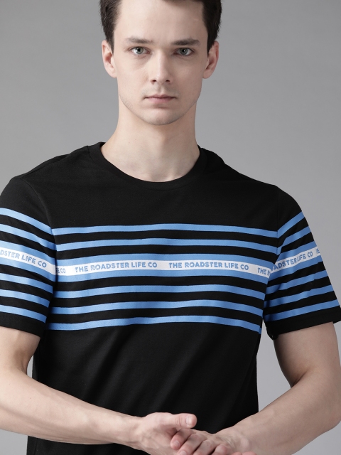 The Roadster Lifestyle Co Men Black & Blue Pure Cotton Brand Logo Detail Striped Round Neck T-shirt
The Roadster Lifestyle Co Men Black & Blue Pure Cotton Brand Logo Detail Striped Round Neck T-shirt