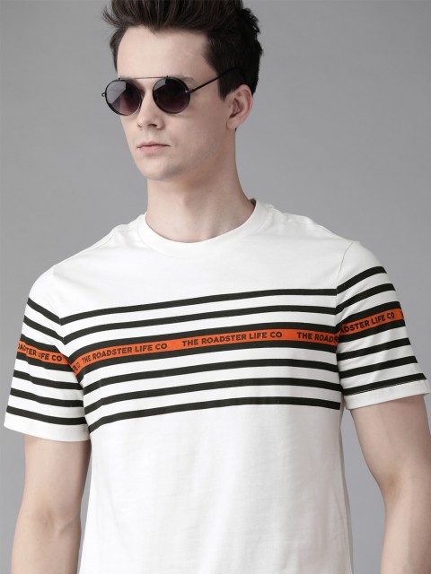 The Roadster Lifestyle Co Men Off-White & Black Pure Cotton Brand Logo Detail Striped Round Neck T-shirt
The Roadster Lifestyle Co Men Off-White & Black Pure Cotton Brand Logo Detail Striped Round Neck T-shirt