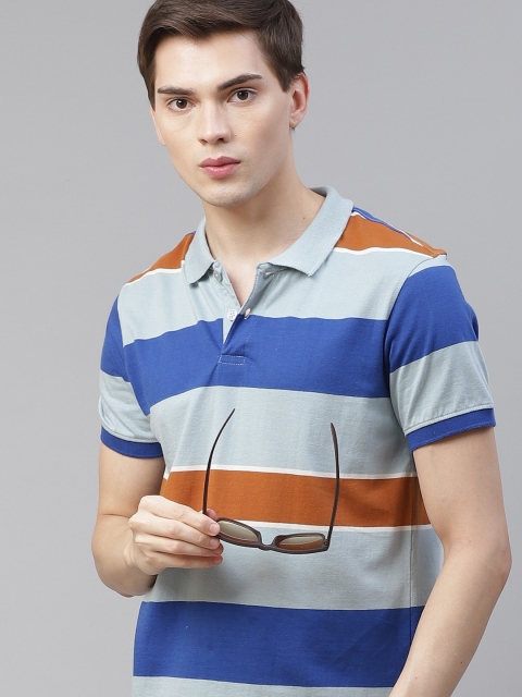 The Roadster Lifestyle Co Men Blue & Rust Brown Striped Pure Cotton Polo Collar T-shirt
The Roadster Lifestyle Co Men Blue & Rust Brown Striped Pure Cotton Polo Collar T-shirt