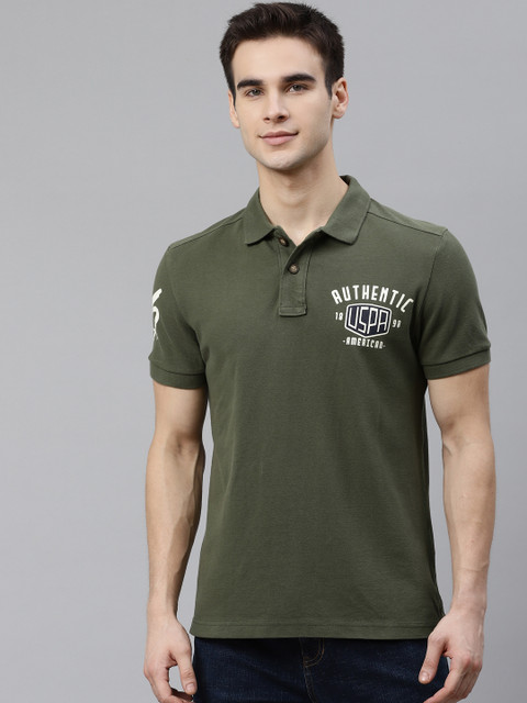 U.S. Polo Assn. Denim Co. Men Olive Green Printed Detail Pure Cotton Polo T-shirt
U.S. Polo Assn. Denim Co. Men Olive Green Printed Detail Pure Cotton Polo T-shirt