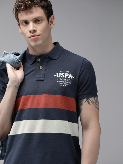 U.S. Polo Assn. Denim Co. Men Blue White Striped Polo Collar Pure Cotton T-shirt
U.S. Polo Assn. Denim Co. Men Blue White Striped Polo Collar Pure Cotton T-shirt