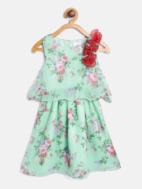 pspeaches Girls Sea Green & Pink Floral Print Fit and Flare Dress with Applique Detail
pspeaches Girls Sea Green & Pink Floral Print Fit and Flare Dress with Applique Detail
