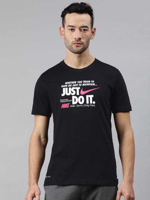 Nike Men Black Printed Round Neck T-shirt