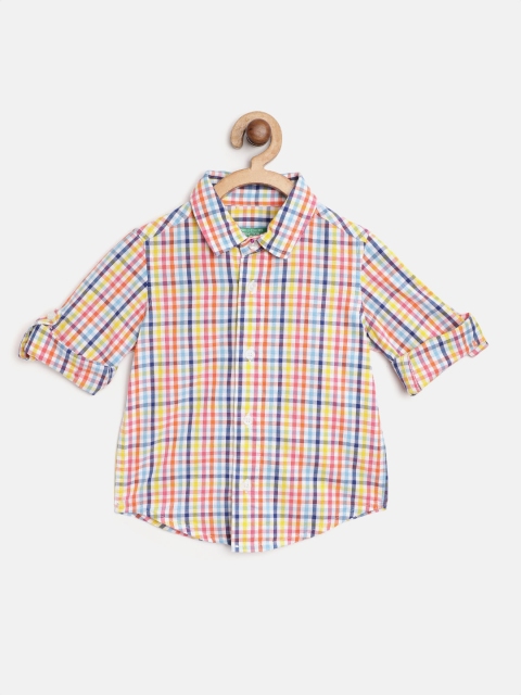 United Colors of Benetton Boys Multicoloured Regular Fit Checked Pure Cotton Casual Shirt, Multi