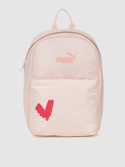 Puma Women Pink Brand Logo Embroidered Backpacks