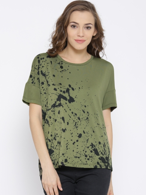 Vero Moda Olive Green Paint Splatter Top