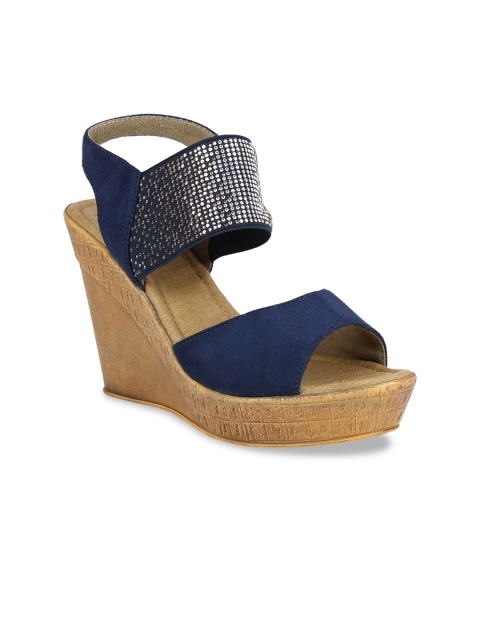 Inc 5 Women Blue Embellished Wedges