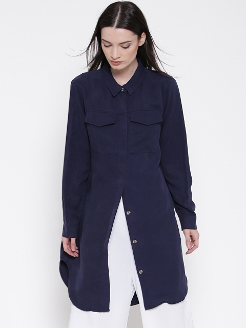 FOREVER 21 Blue Longlined Tunic Shirt