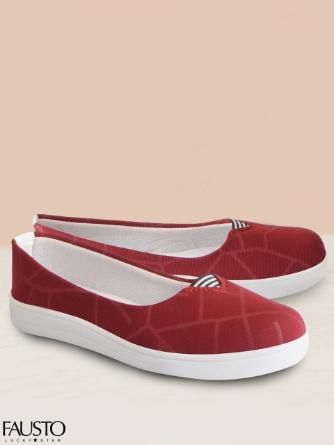 FAUSTO Women Red Solid Canvas Ballerinas