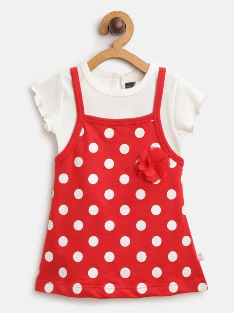 Moms Love Infant Girls Red & White Polka Dots Print Pure Cotton A-Line Dress with Top
Moms Love Infant Girls Red & White Polka Dots Print Pure Cotton A-Line Dress with Top