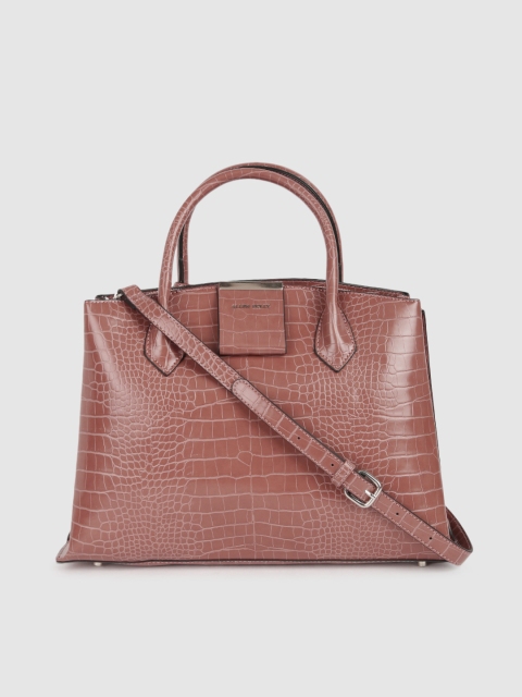 Allen Solly Brown Croc Textured Handheld Bag