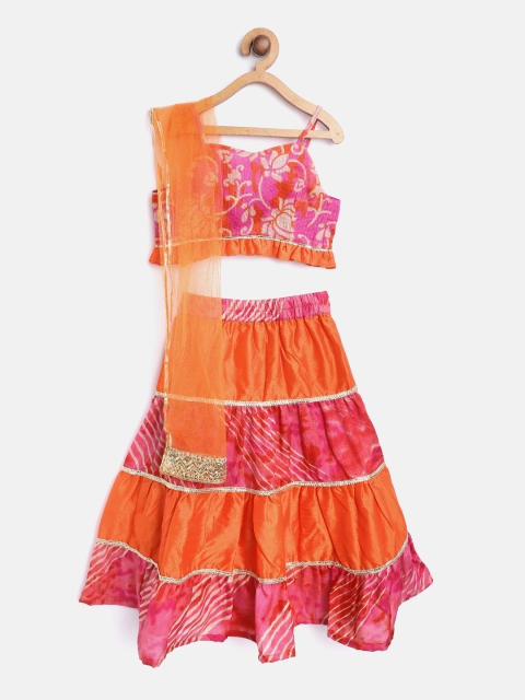pspeaches Girls Pink & Orange Leheriya Print Ready to Wear Lehenga & Blouse with Dupatta
pspeaches Girls Pink & Orange Leheriya Print Ready to Wear Lehenga & Blouse with Dupatta