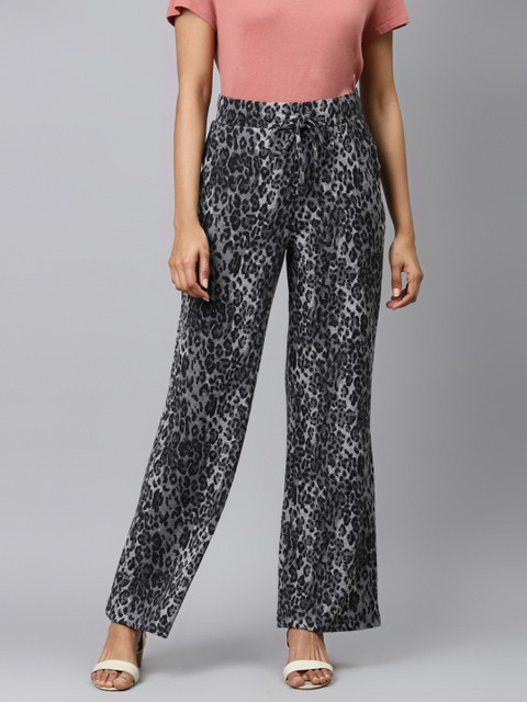Marks & Spencer Women Grey & Black Leopard Print Regular Fit Regular Trousers 
Marks & Spencer Women Grey & Black Leopard Print Regular Fit Regular Trousers