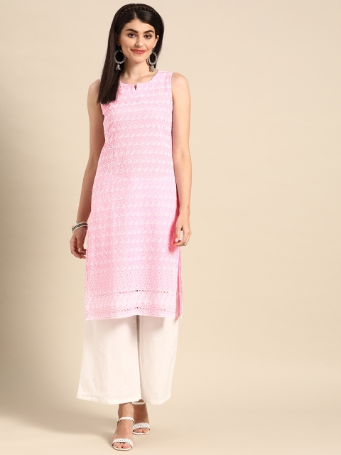 Prakrti Women Pink & White Pure Cotton Ethnic Motifs Chikankari Embroidered Straight Kurta
Prakrti Women Pink & White Pure Cotton Ethnic Motifs Chikankari Embroidered Straight Kurta