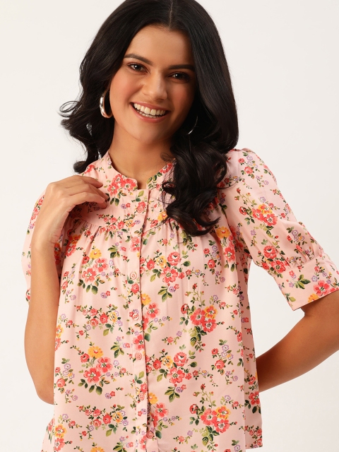 DressBerry Women Peach-Coloured & Pink Boxy Floral Printed Bishop Sleeves Casual Shirt
DressBerry Women Peach-Coloured & Pink Boxy Floral Printed Bishop Sleeves Casual Shirt