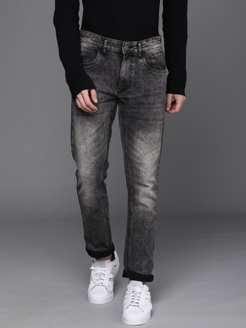 WROGN Men Grey Slim Fit Heavy Fade Stretchable Jeans