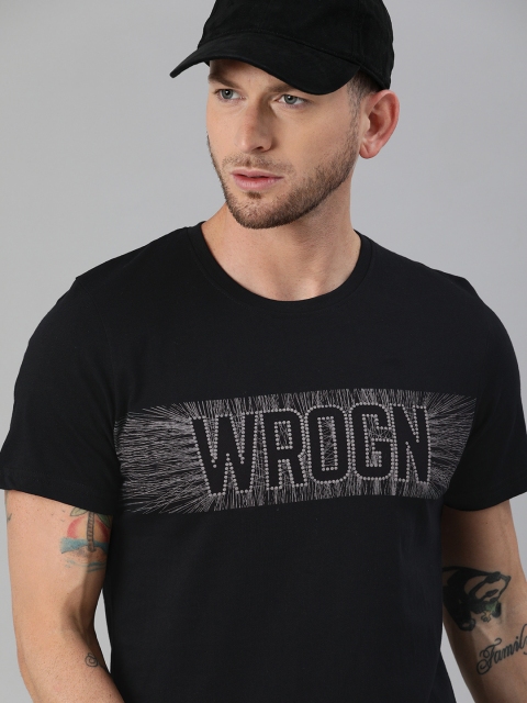 WROGN Men Black Grey Pure Cotton Brand Logo Printed Slim Fit Round Neck Pure Cotton T-shirt
WROGN Men Black Grey Pure Cotton Brand Logo Printed Slim Fit Round Neck Pure Cotton T-shirt